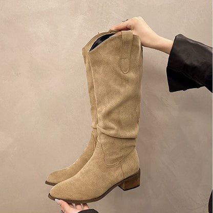 Damen Stiefel Wildleder Hoch Elegant Schwarz
