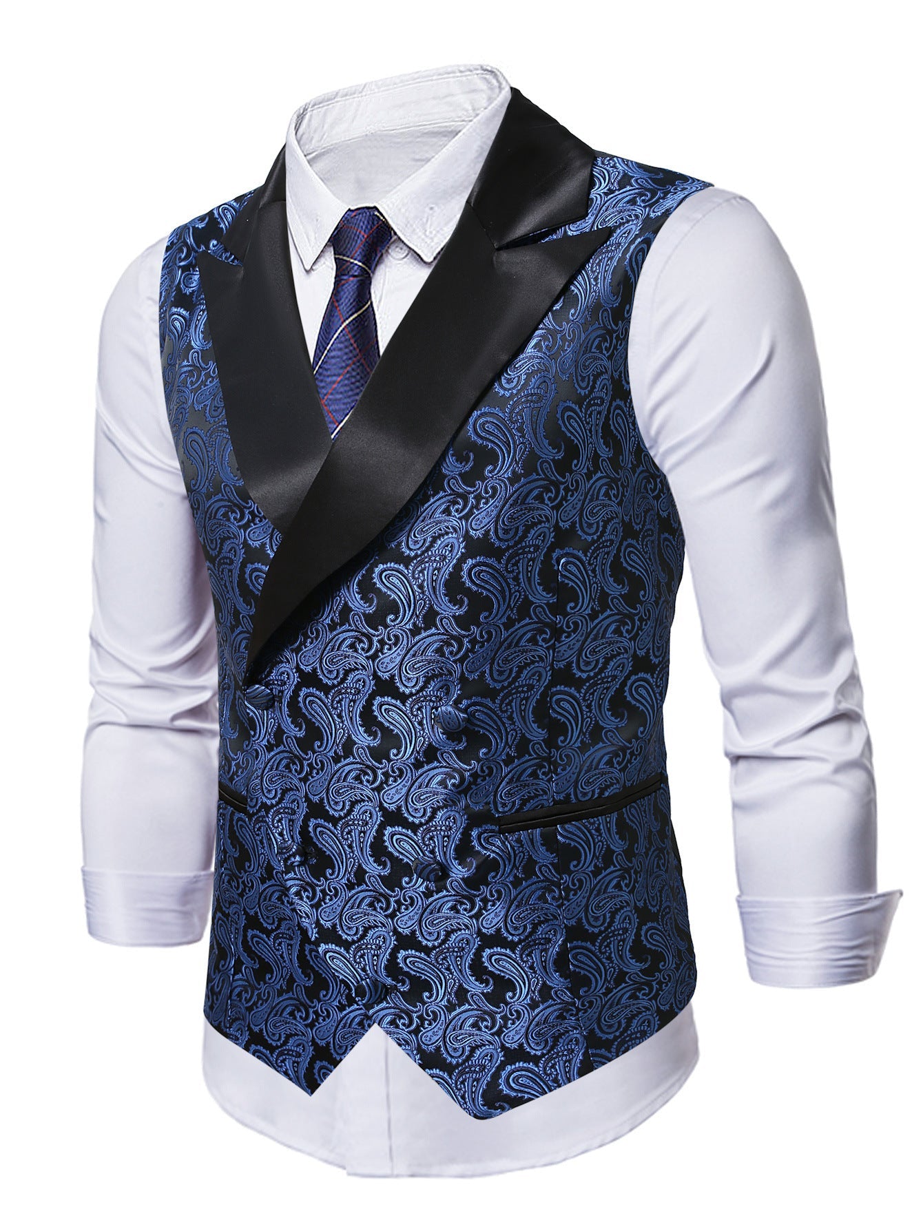 Elegante Herren Weste Paisley Muster Glänzend