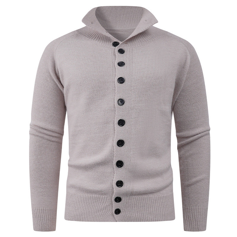 Herren Strickpullover Hochkragen Knopfverschluss Modern