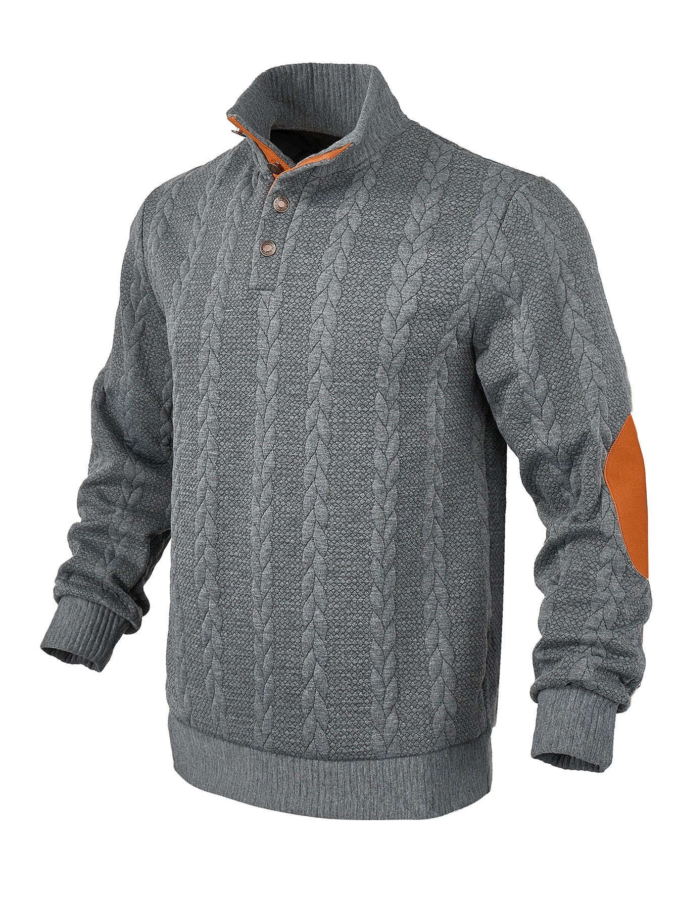 Herren Pullover Strukturiert Leder Akzente Modern