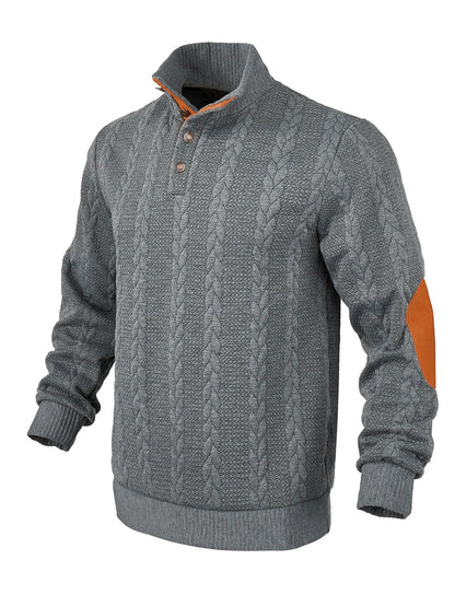 Herren Pullover Strukturiert Leder Akzente Modern