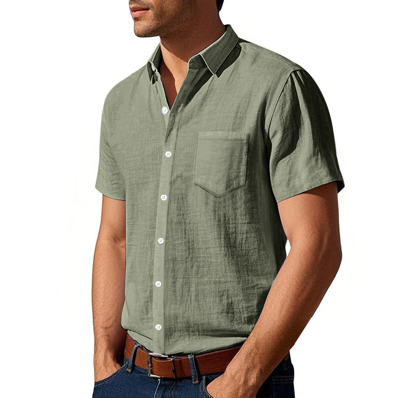 Herren Kurzarmhemd atmungsaktiv Baumwolle Trendy Sommer