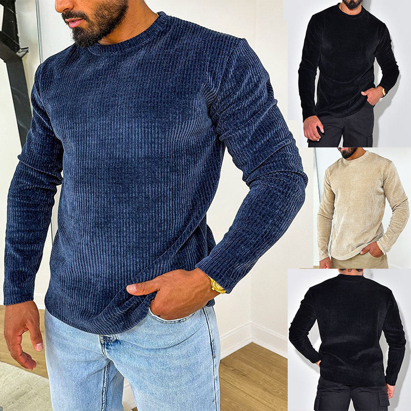 Herren Rippstrickshirt Lässig Rundhals Casual - BerlinGlamour