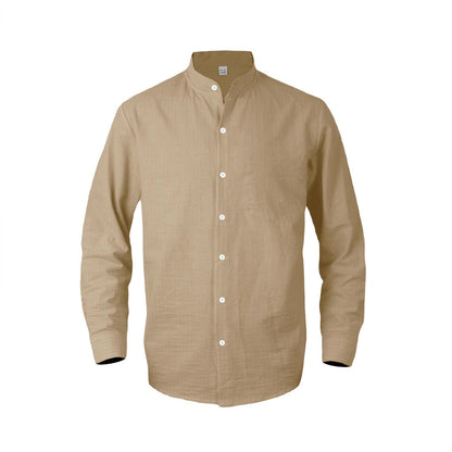 Herren Hemd Slim Fit Streifen Stehkragen Modern