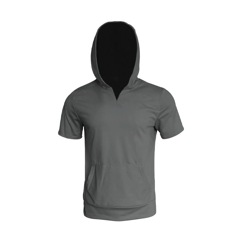 Herren Hoodie Kurzarm Sportlich Grau