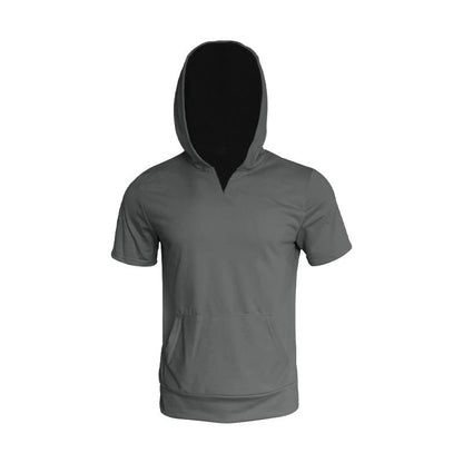 Herren Hoodie Kurzarm Sportlich Grau