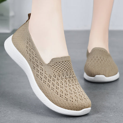 Damen Sneaker Atmungsaktiv Elastisch Slip-On Sportschuhe