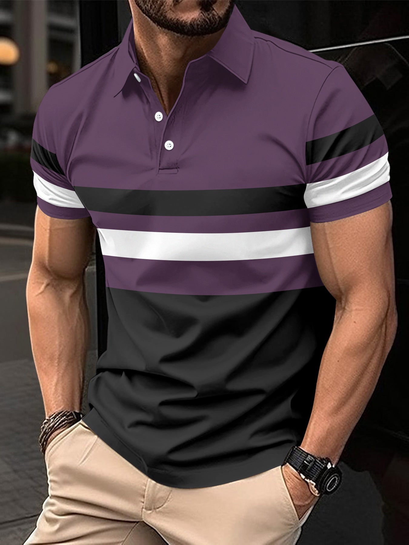 Herren Polo-Shirt Gestreift Modern Sportlich