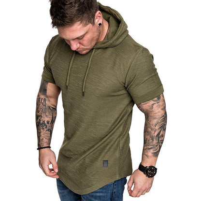 Herren Kapuzen-T-Shirt Modern Lässig Grau - BerlinGlamour