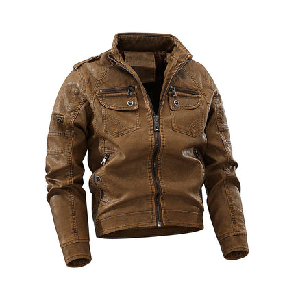Lederjacke Herren Elegant Reißverschluss Lederjacke Schwarz - BerlinGlamour