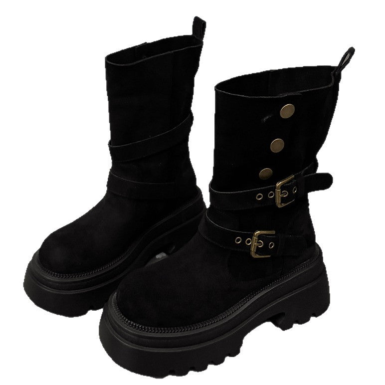 Damen Stiefeletten Schnalle Rutschfest Schuhe Winter