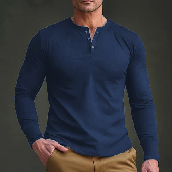 Herren Langarmshirt Henley T-Shirt Modern Berlin
