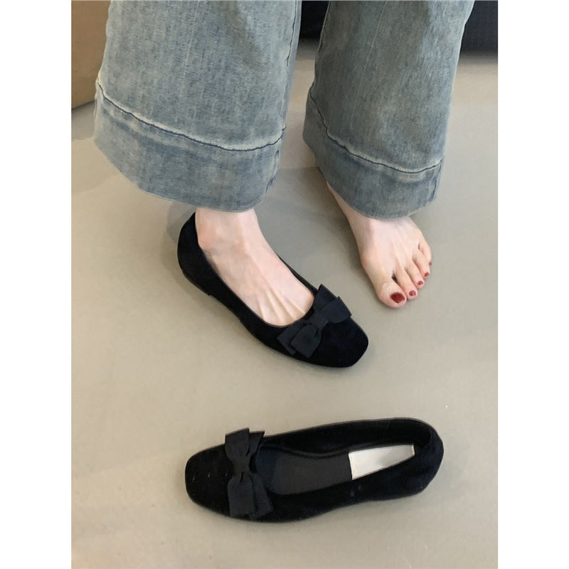 Damen Ballerinas Elegante Schleife Samt