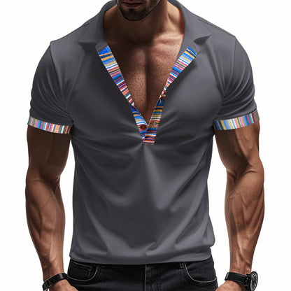 Herren Poloshirt Modern V-Ausschnitt Bunt