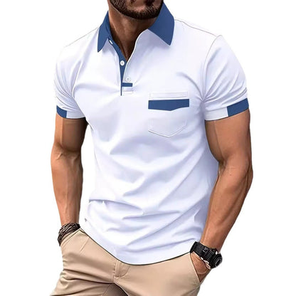 Herren Polohemd Modern mit Brusttasche und Kontrastkragen