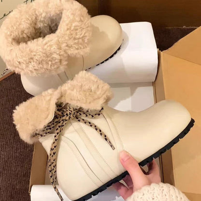 Damen Winterstiefel Warm Kuschelig Schnürboots Modern