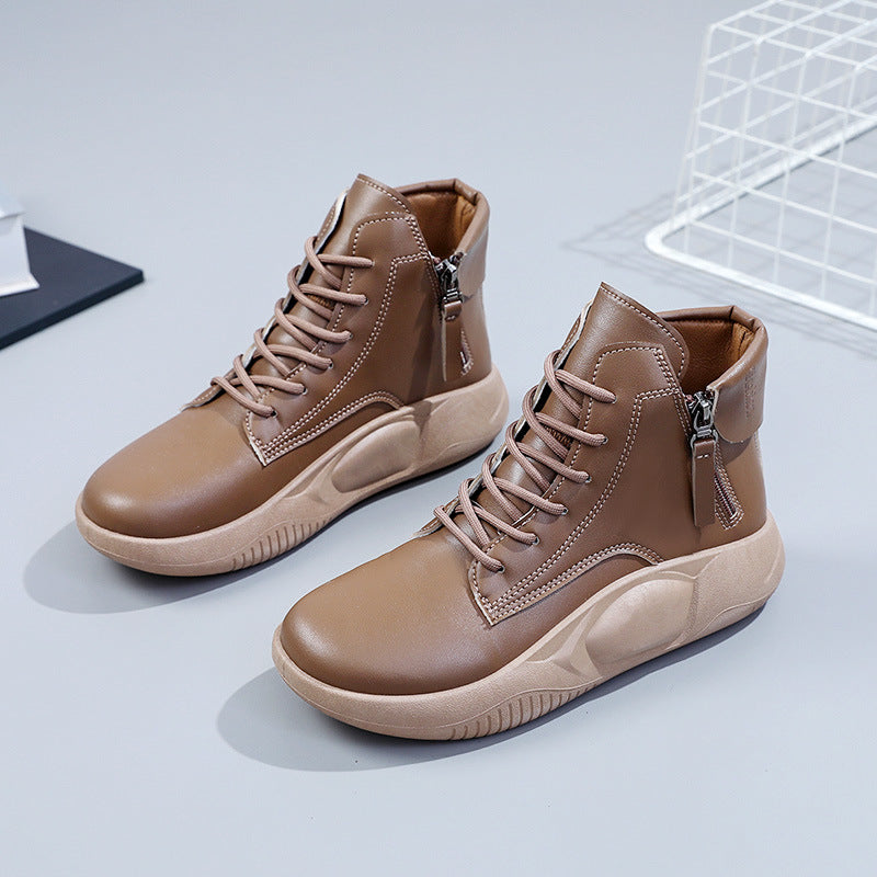 Damen Sneaker High-Top Modisch Reißverschluss Schwarz