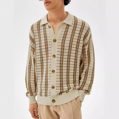 Herren Strickjacke Elegantes Lochmuster Design