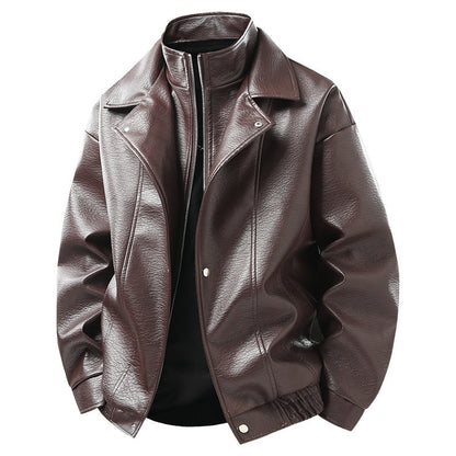 Herren Lederjacke Schwarz Moderner Bomberstil