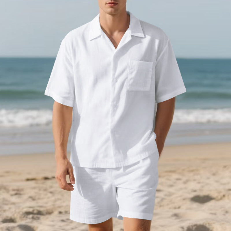 Herren Strandanzug Kurzarm Hemd Shorts Sommer