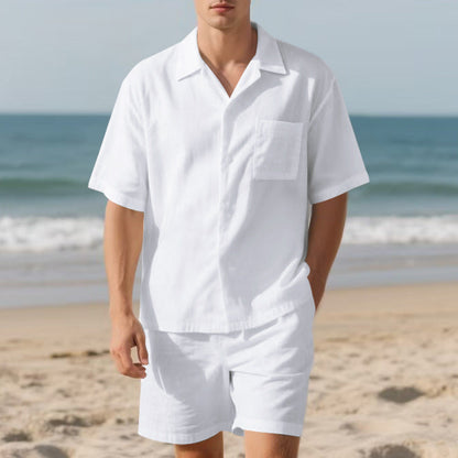 Herren Strandanzug Kurzarm Hemd Shorts Sommer