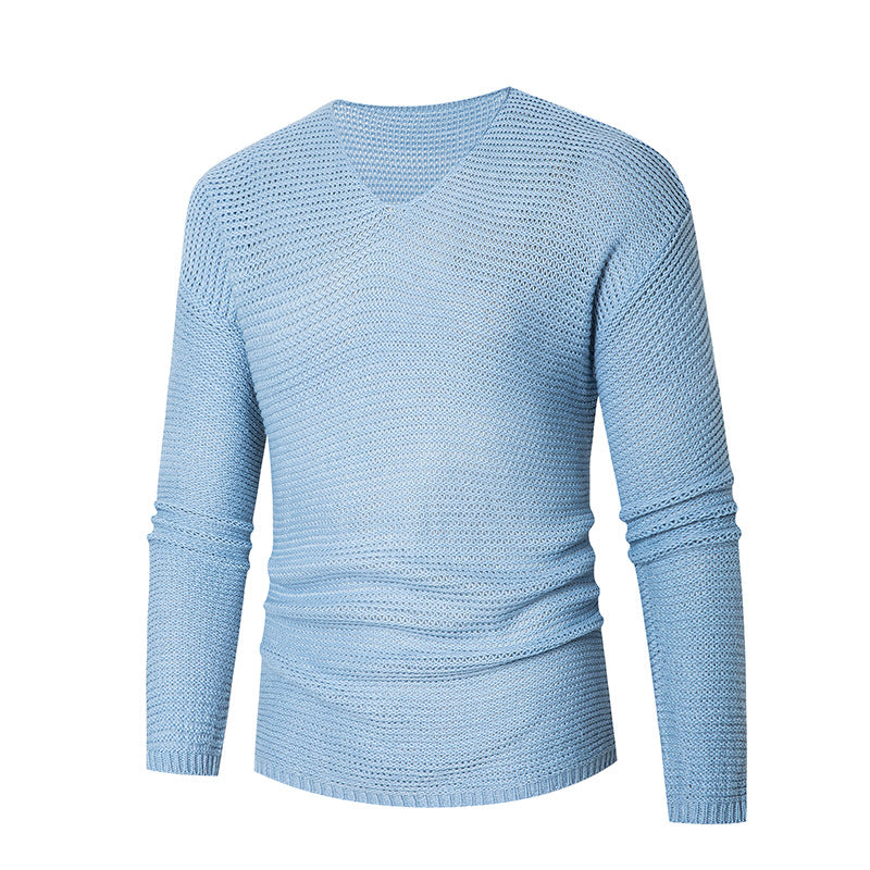 Herren Pullover Lässig Strick V-Ausschnitt Luftig