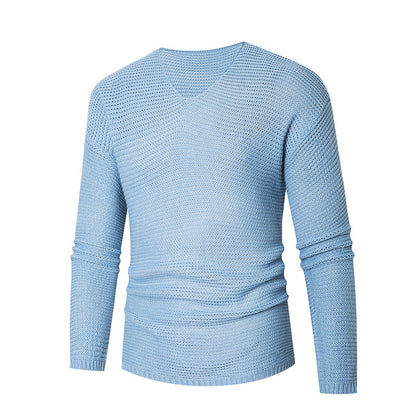 Herren Pullover Lässig Strick V-Ausschnitt Luftig