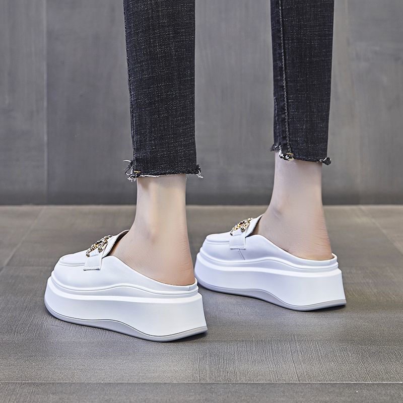 Damen Mules Plateau Schuhe Glitzer Dekor Elegant