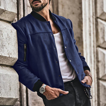 Herren Sportjacke College Style Reißverschlusstaschen Modern