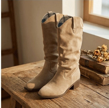 Damen Stiefel Wildleder Elegante Stretch Schnürsenkel - BerlinGlamour