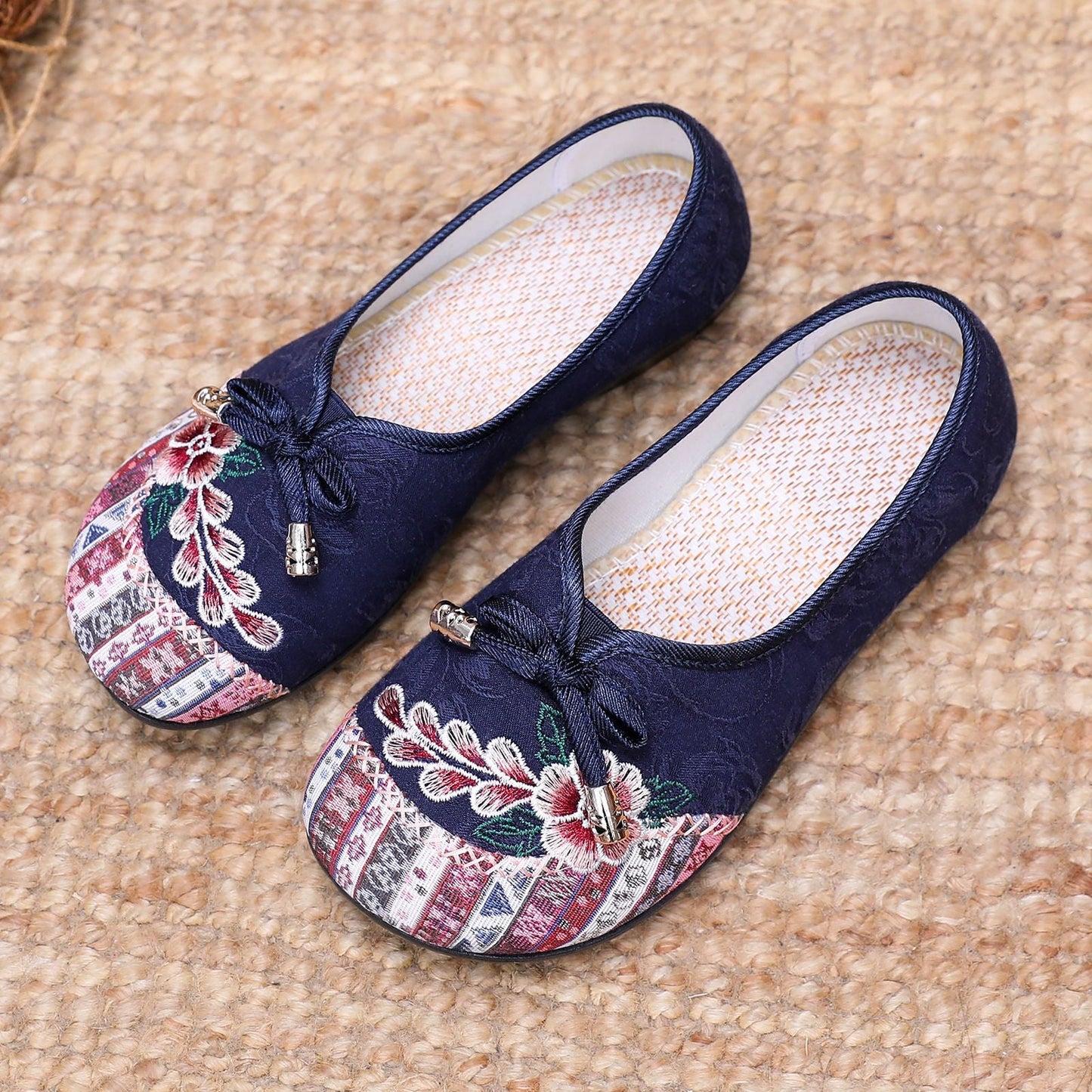 Damen Ballerinas Bequem Elastisch Floral