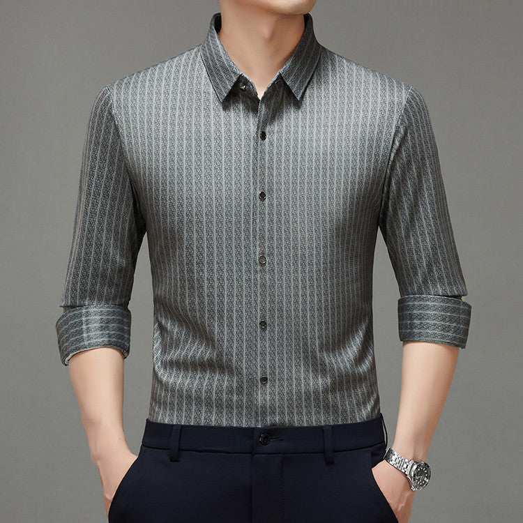 Herren Langarmhemd mit feinem Streifenmuster Elegant Modern