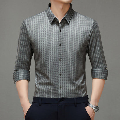 Herren Langarmhemd mit feinem Streifenmuster Elegant Modern