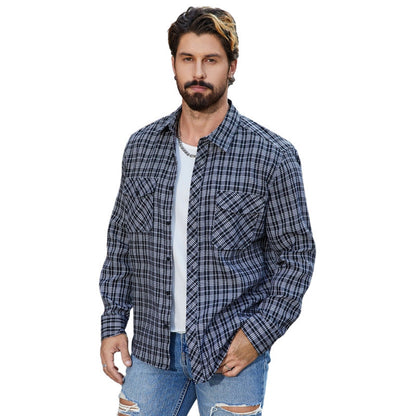 Herren Arbeitshemd Kariert mit Taschen Modern