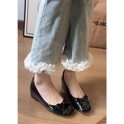 Damen Ballerinas Schleifen-Design Frauen Schuhe Elegant