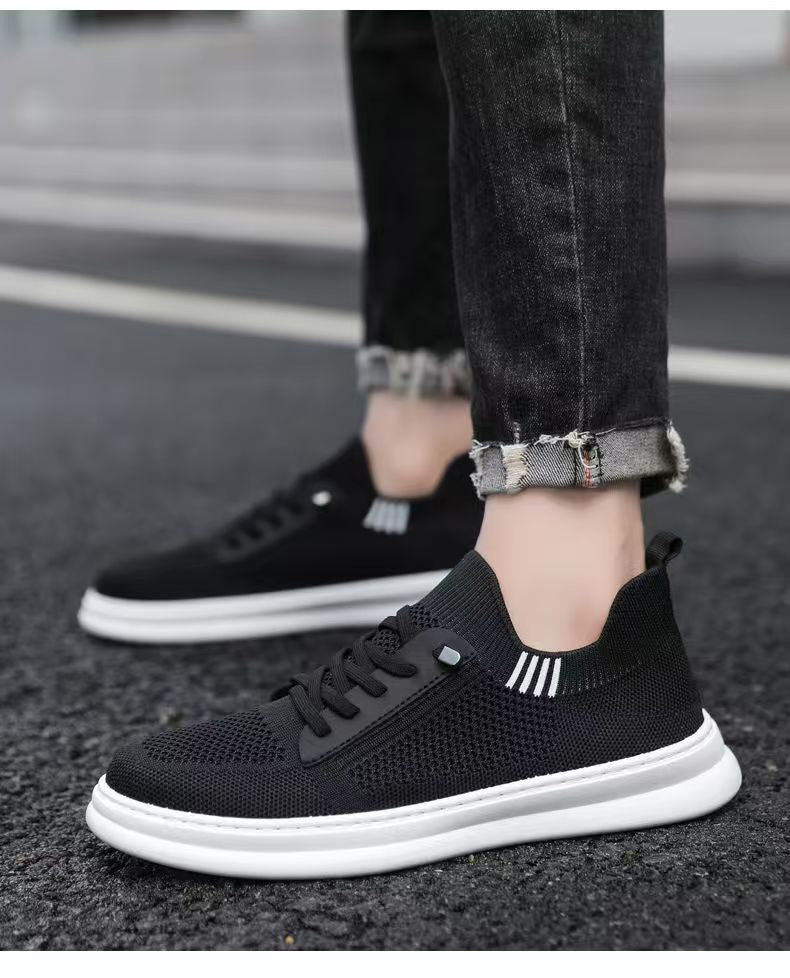 Damen Sport Sneakers Atmungsaktiv mit Reißverschluss Schwarz