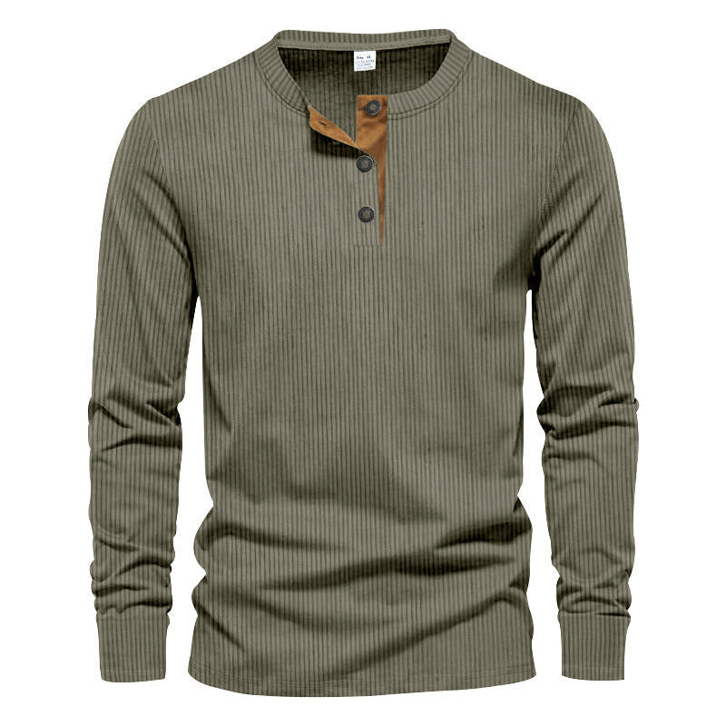 Herren Langarmshirt Strukturiert Modern Mit Knöpfen