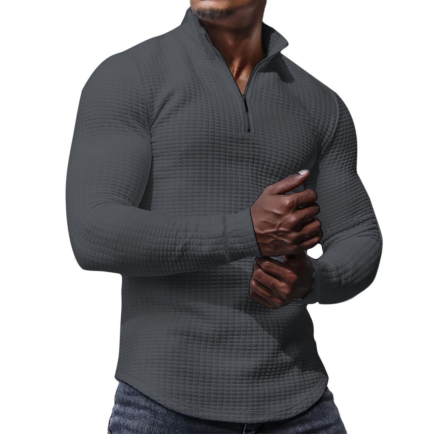 Ein stylisher Langarmshirt mit strukturierter Oberfläche für den modernen Mann. Perfekt für den Alltag, das Fitness-Training oder einfach nur für den Stil. Der Sportliche Langarmshirt ist aus hochwertig