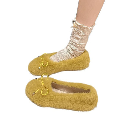 Damen Hausschuhe Flauschig Warm mit Schleife