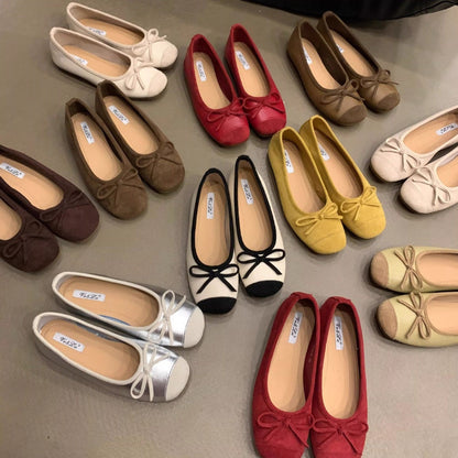 Damen Ballerinas Schimmernde Glanz Oberfläche Verspieltes Design - BerlinGlamour