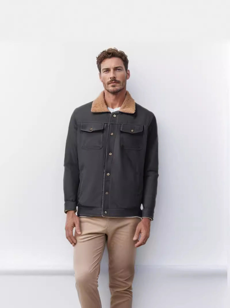 Herren Winterjacke Schick Mit Kunstfell Kragen