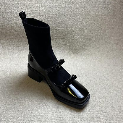 Damen Stiefeletten Elegant Stretchleder Komfort