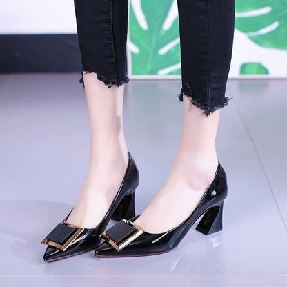 Damen Pumps Hochhackig Elegante Quadratverschluss Schuhe