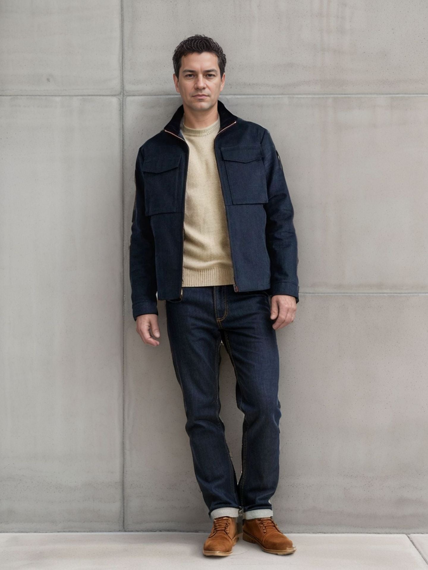 Herren Jacke Utility Modern mit Taschen Schwarz