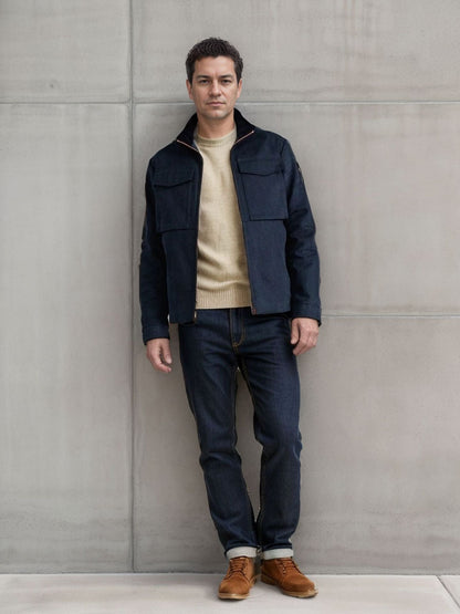 Herren Jacke Utility Modern mit Taschen Schwarz