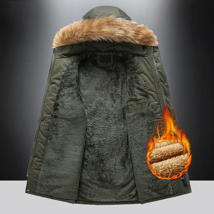 Herren Winterjacke Isoliert Warm mit Kunstfellkragen