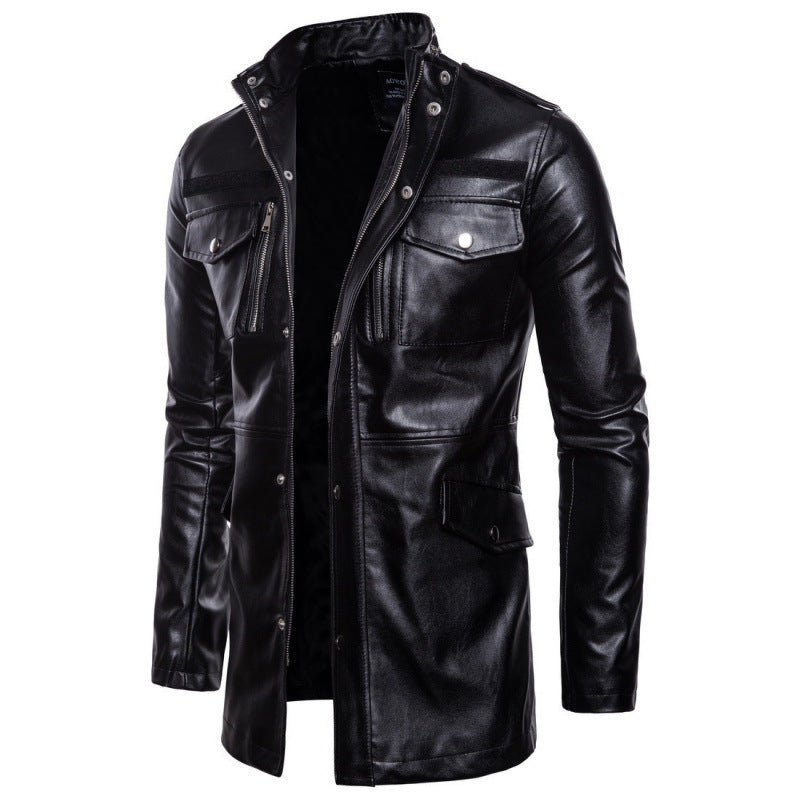 Lederjacke Herren Biker Style Asymmetrisch Mit Taschen - BerlinGlamour