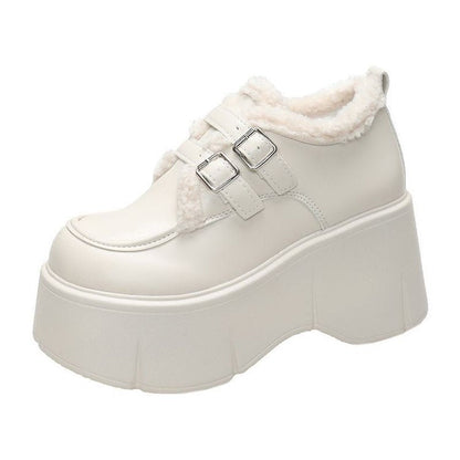 Damen Sneaker Plüschgefüttert Schnallenverschluss Warm