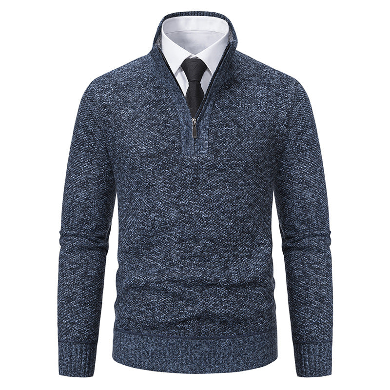 Herren Strickpullover Eleganter V-Ausschnitt Mit Reißverschluss