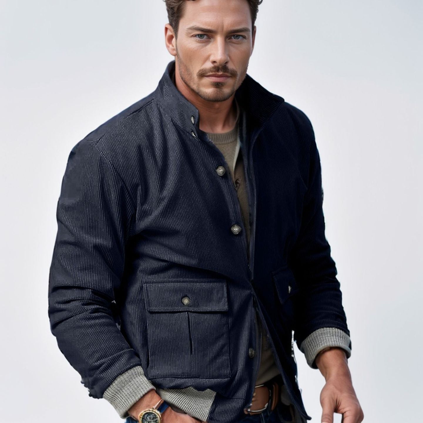 Herren Cordjacke Modern Schnitt Casual